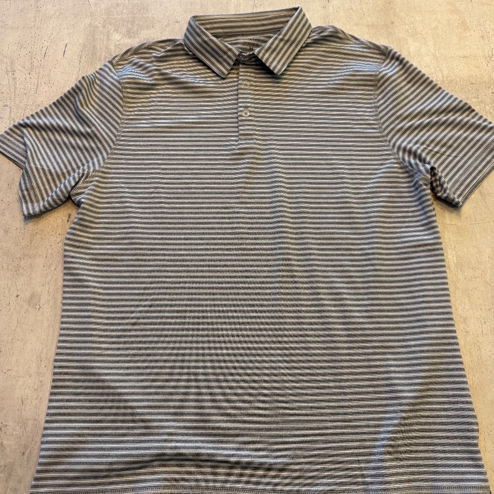 Berkley Jensen Gray Golf Shirt Button Down Polo - Size M
